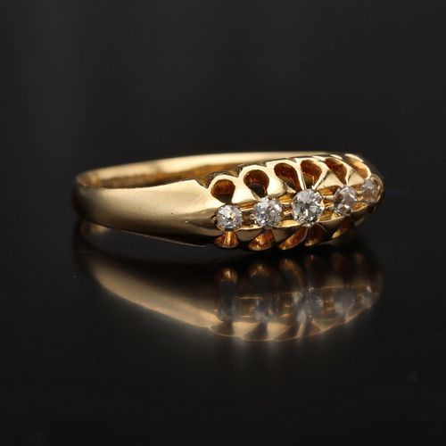 Antique 18k Gold Five Stone Diamond Ring image-1