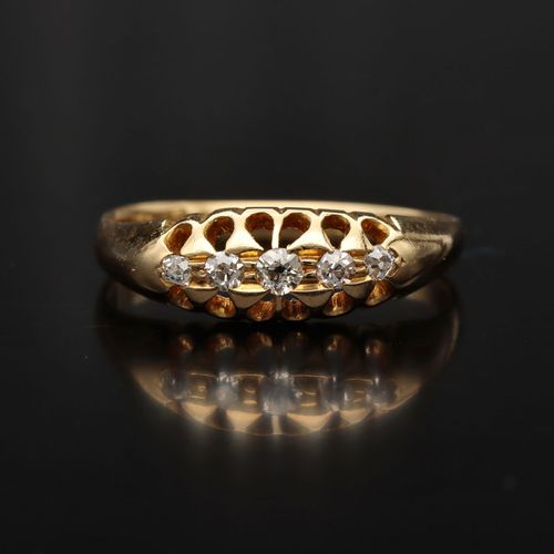 Antique 18k Gold Five Stone Diamond Ring image-2