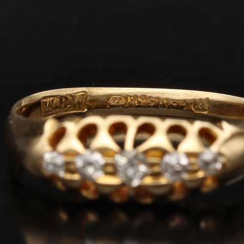 Antique 18k Gold Five Stone Diamond Ring image-4