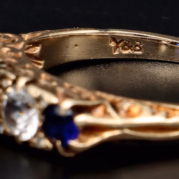 9ct Gold Rich Blue and White Sapphire Ring