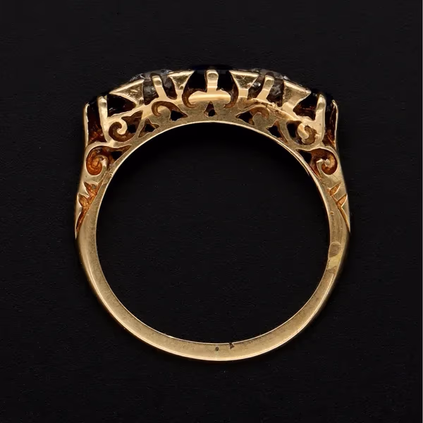 9ct Gold Rich Blue and White Sapphire Ring