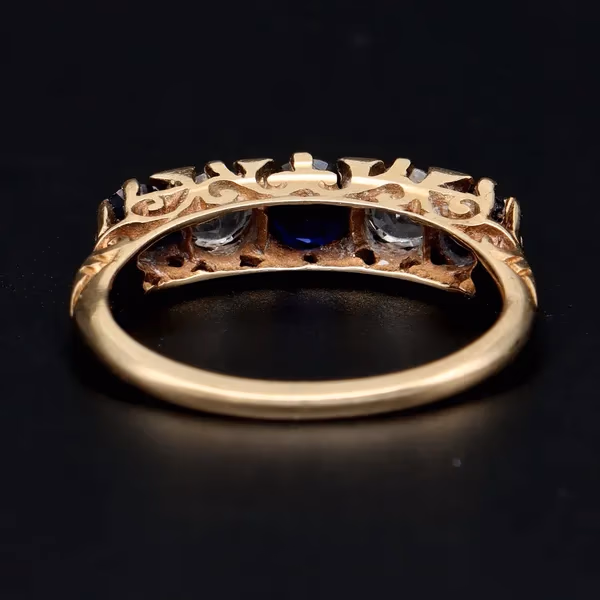 9ct Gold Rich Blue and White Sapphire Ring