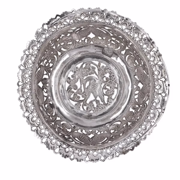 Ceylonese Silver Temple Offering Basket
