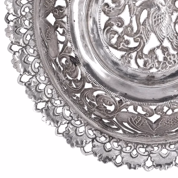 Ceylonese Silver Temple Offering Basket