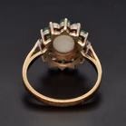 9ct Yellow Gold Opal Emerald & Diamond Cluster Ring