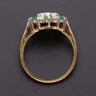 9ct Yellow Gold Opal Emerald & Diamond Cluster Ring