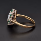 9ct Yellow Gold Opal Emerald & Diamond Cluster Ring