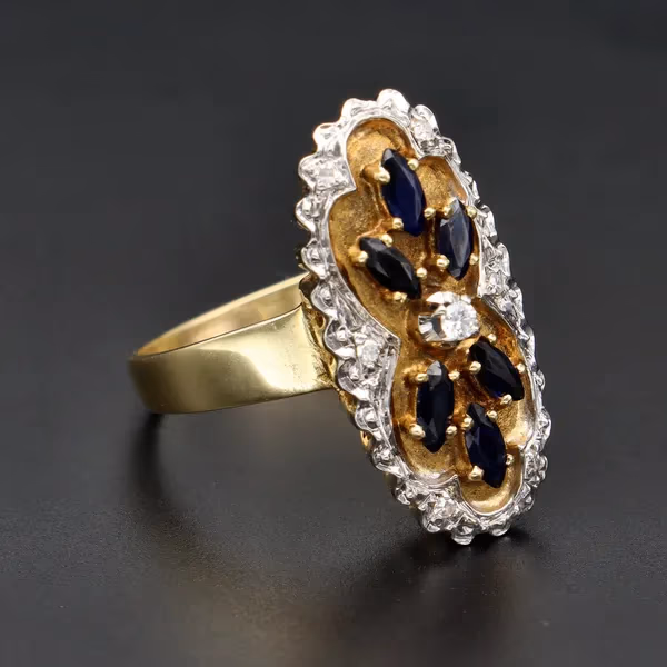 18ct Gold Diamond and Sapphire Ring