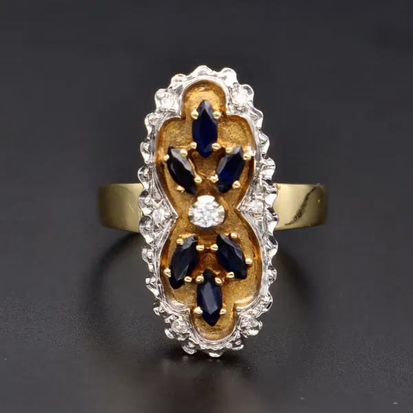 18ct Gold Diamond and Sapphire Ring