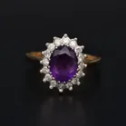18ct Yellow Gold Amethyst & Diamond Ring
