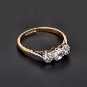 18ct Yellow Gold & Platinum Three-Stone Diamond Ring