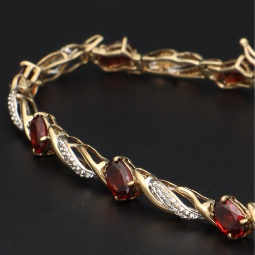 9ct Gold Garnet and Diamond Bracelet image-4