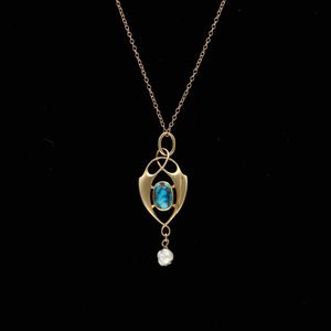 15ct Murrle Bennett Gold Turquoise and Seed Pearl Necklace
