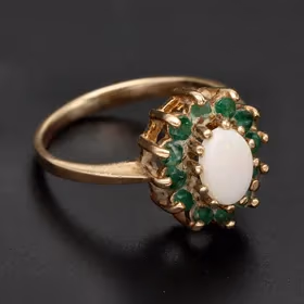 Retro  - Vintage Gold Opal Emerald Ring