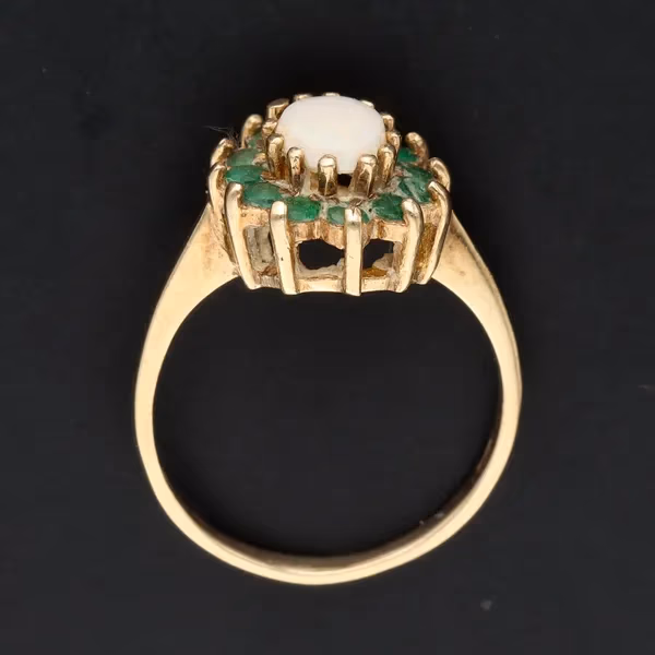 Retro  - Vintage Gold Opal Emerald Ring