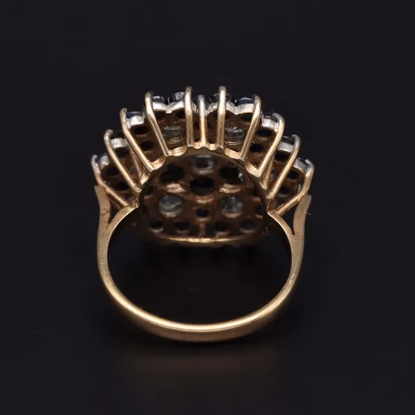 9ct Gold Black Emerald and Diamond Cluster Ring