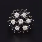 9ct Gold Black Emerald and Diamond Cluster Ring