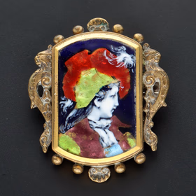 Late Victorian Foil Back Hand Painted Brooch
