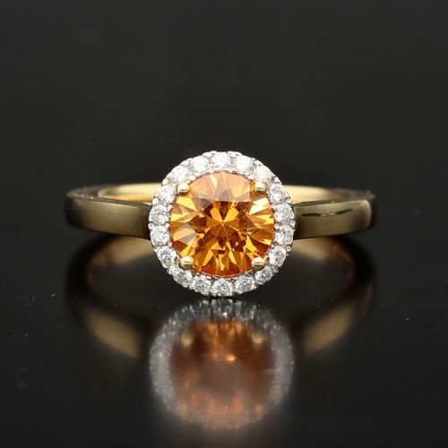 18ct Gold Diamond and Orange Sapphire Ring image-2