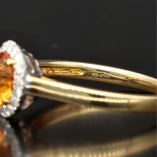 18ct Gold Diamond and Orange Sapphire Ring image-4