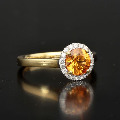 18ct Gold Diamond and Orange Sapphire Ring image-1