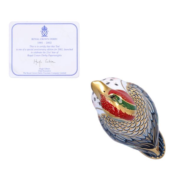 Royal Crown Derby Green Winged Teal Paperweight