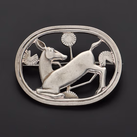 Georg Jensen Sterling Silver 'Kneeling Deer' Brooch
