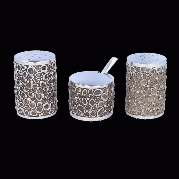 Modernist Silver and Gilt Cruet Set