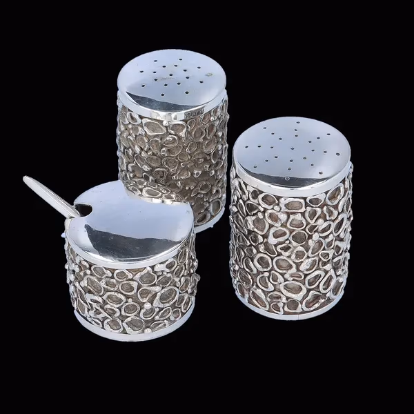 Modernist Silver and Gilt Cruet Set