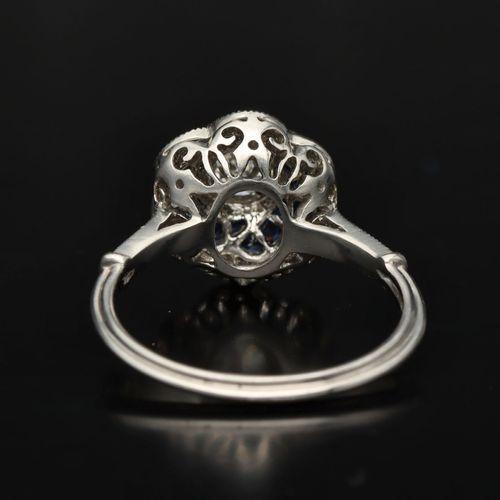 Art Deco Platinum, Diamond and French Sapphire Ring image-5