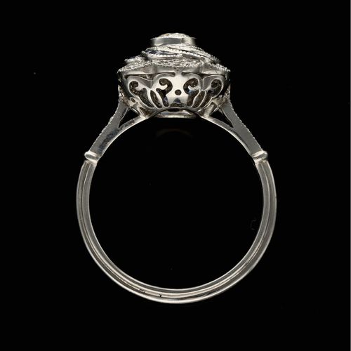 Art Deco Platinum, Diamond and French Sapphire Ring image-6
