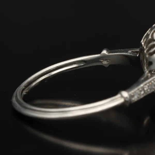 Art Deco Platinum, Diamond and French Sapphire Ring