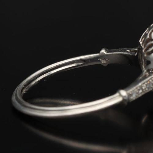 Art Deco Platinum, Diamond and French Sapphire Ring image-4