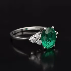 18k Gold Emerald and Diamond Dress Ring