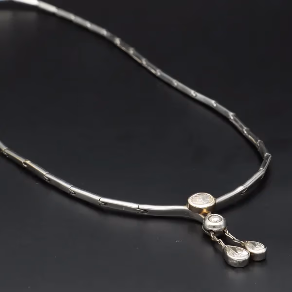 18ct White Gold Italian Diamond Necklace