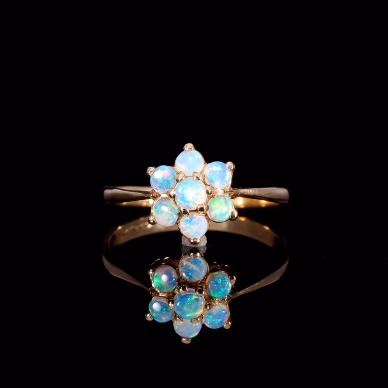 360° view of The Vintage Seven Opal Floral Cluster Ring