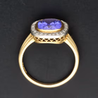 18ct Yellow Gold Tanzanite & Diamond Halo Ring