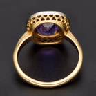 18ct Yellow Gold Tanzanite & Diamond Halo Ring