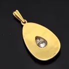 18ct Gold Green Enamel and Diamond Pendant
