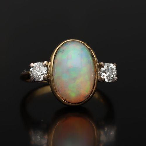 18ct Gold Opal and Diamond Ring image-2