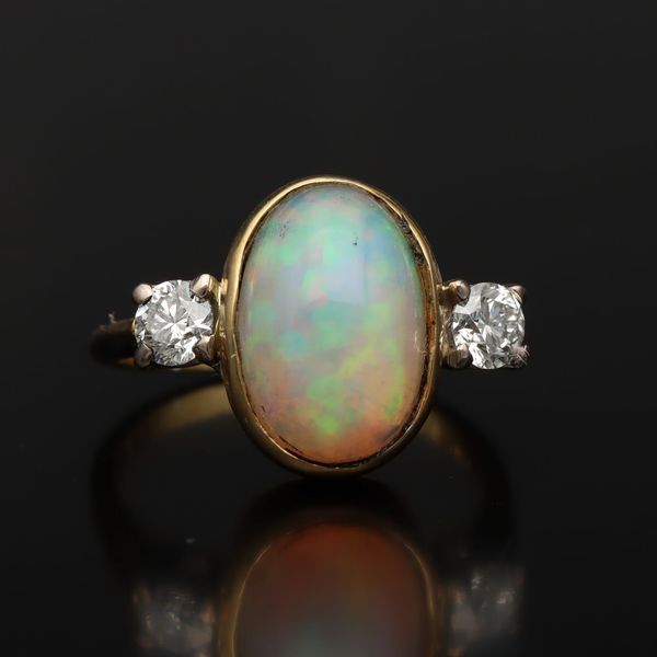 18ct Gold Opal and Diamond Ring