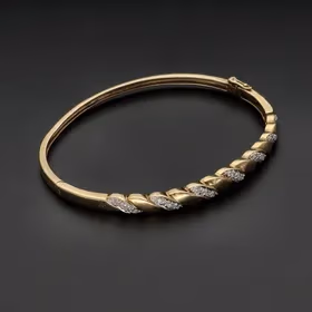 Heavy 9ct Gold Diamond Bangle