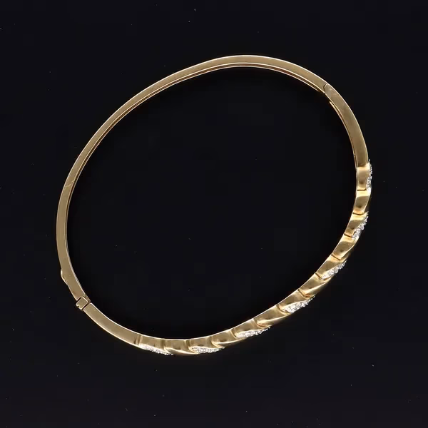 Heavy 9ct Gold Diamond Bangle