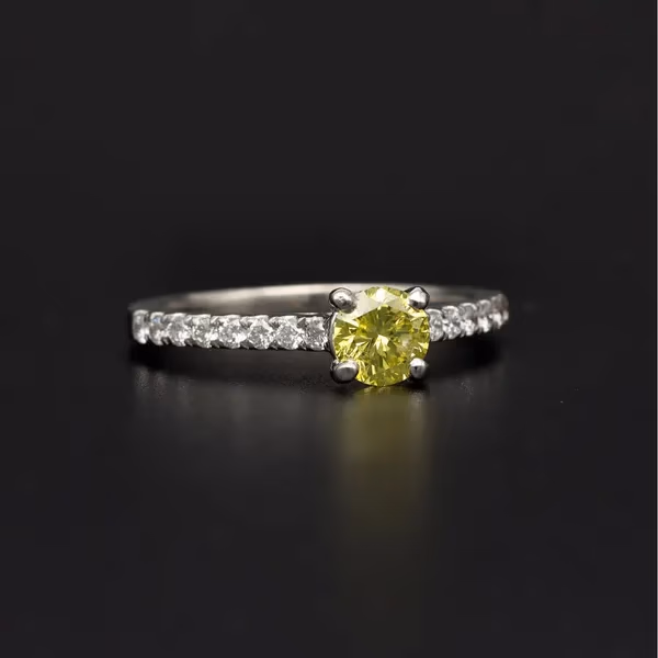18ct White Gold Intense Yellow Diamond Ring