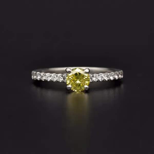 18ct White Gold Intense Yellow Diamond Ring
