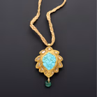 22ct Gold & Carved Turquoise Ganesha Pendant
