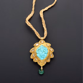 22ct Gold & Carved Turquoise Ganesha Pendant