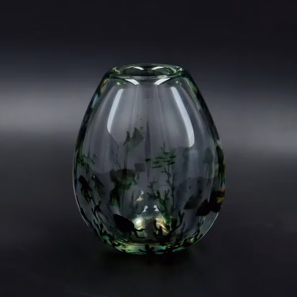 Orrefors Studio Art Graal Glass Fishbowl Vase