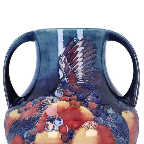 Large Moorcroft Finches Two Handled Vase image-3