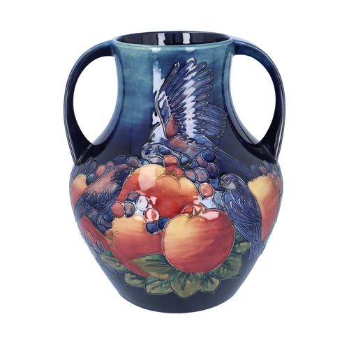 Large Moorcroft Finches Two Handled Vase image-2